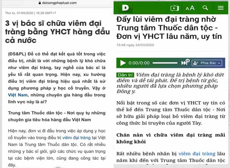 Báo chí đưa tin rất nhiều về bài thuốc chữa đại tràng tại Thuốc dân tộc