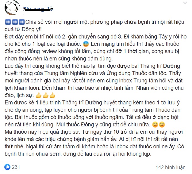 review về thuốc chữa bệnh trĩ Thăng trĩ dưỡng huyết thang