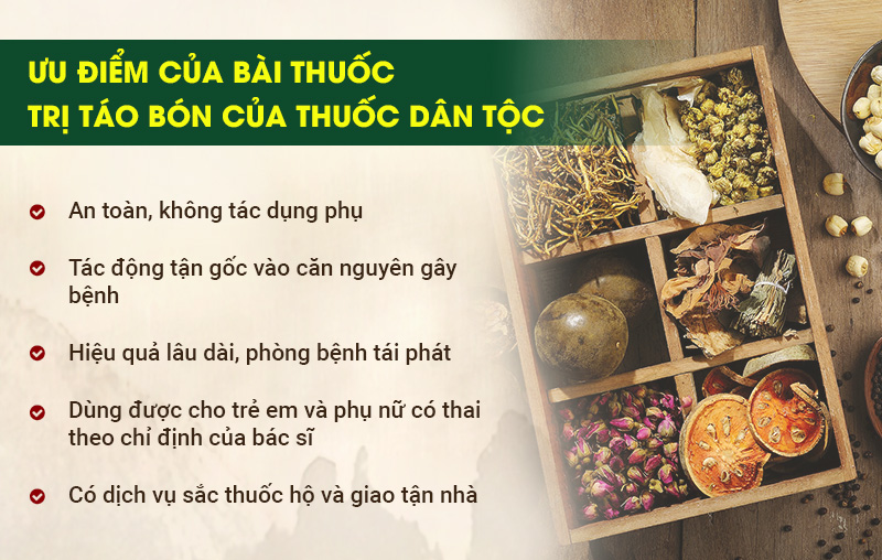 Ưu điểm bài thuốc chữa táo bón Thuốc Dân Tộc